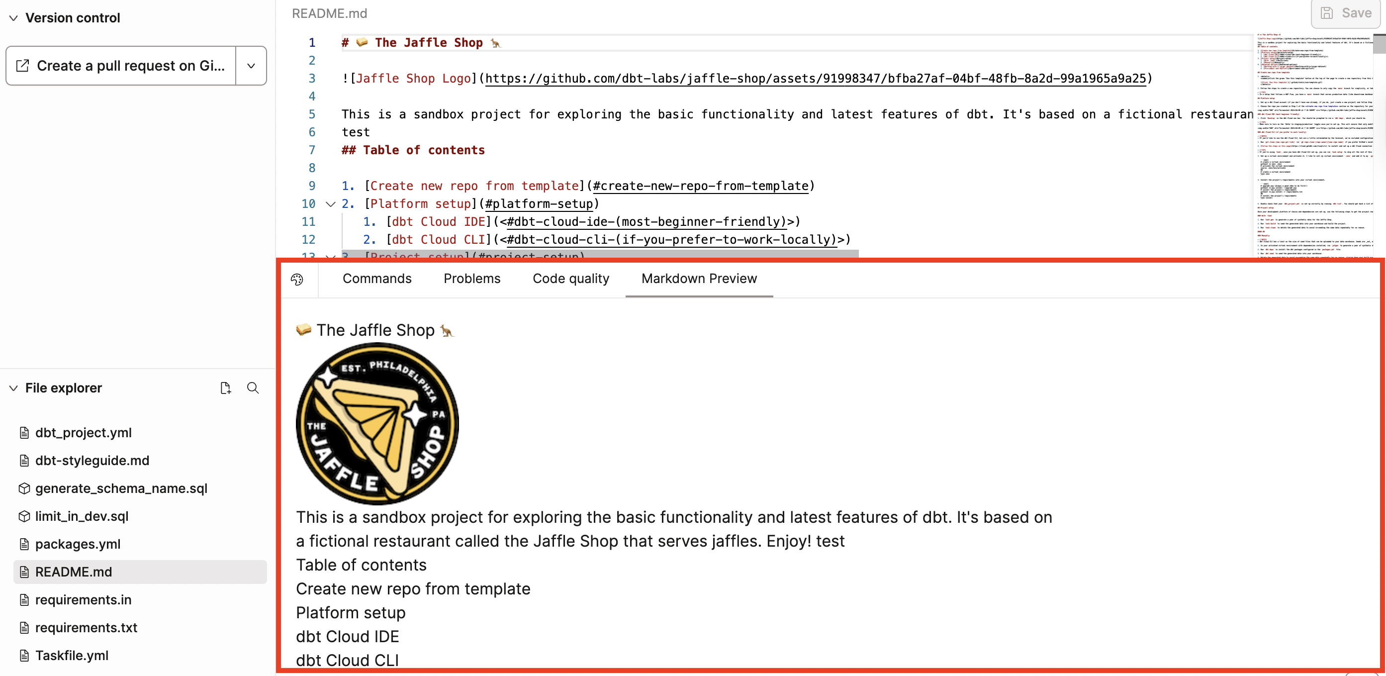The Markdown Preview console tab renders markdown code below the Editor tab. The Markdown Preview console tab renders markdown code below the Editor tab.