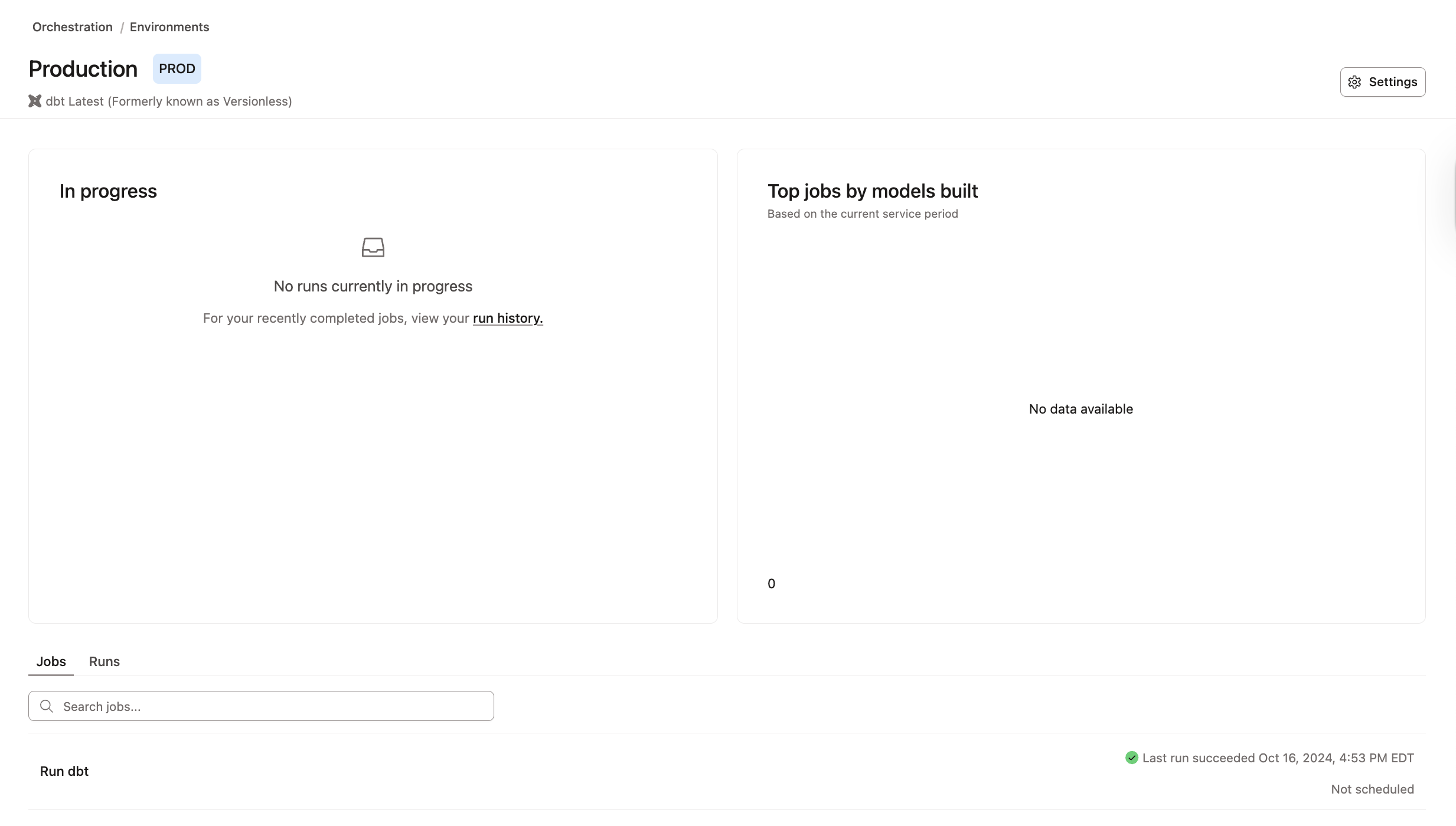 The jobs page with read-only access and the 'Create job' button is not visible . The jobs page with read-only access and the 'Create job' button is not visible .
